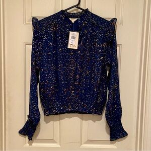 NWT Elan Women’s Sapphire Paisley Long Sleeve Top Bloomingdale’s Multiple Sizes